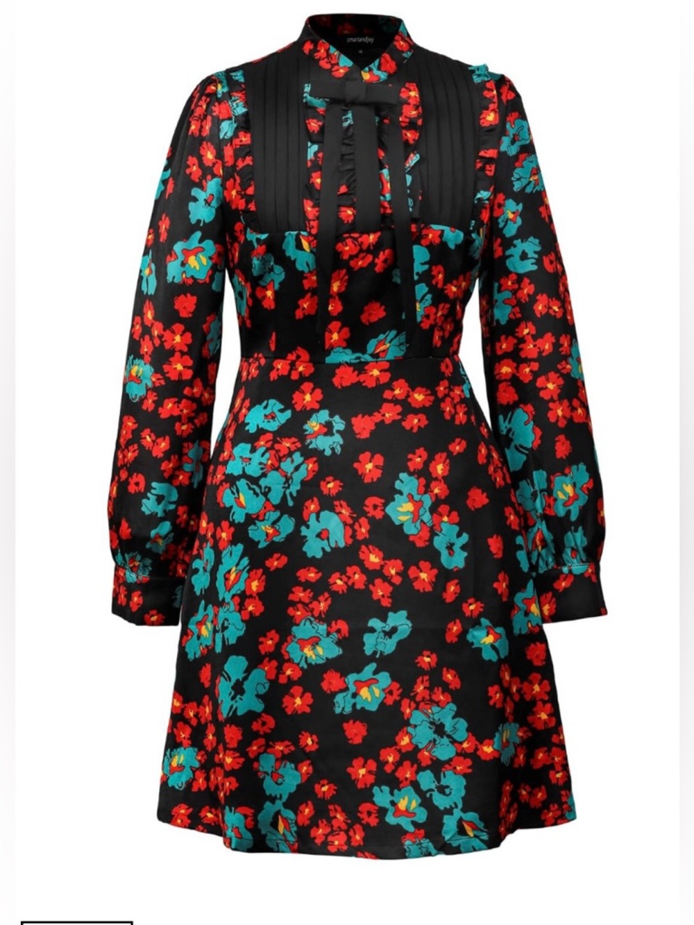 UK SMART AND JOY Ascot-Tie Flower Print Mini Dress  size 16 (US 12) (XL)